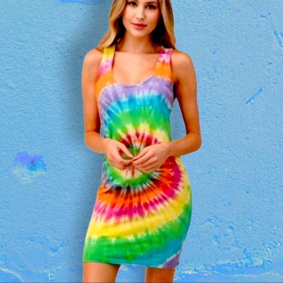 Tie Dye Rainbow Mini Dress - Picture 11 of 16